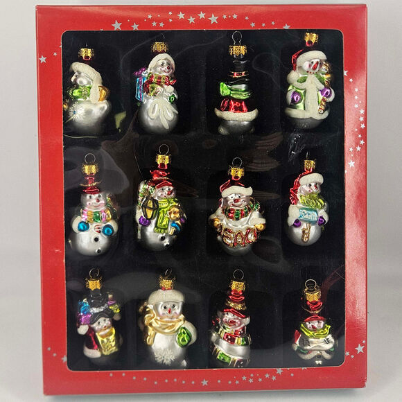 Macy's Holiday Lane Box Set Of Glass Snowman Ornaments, 2.5" Each Different